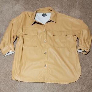 Maeve By Anthropologie Tan Lightweight Button-Up Shirt Jacket